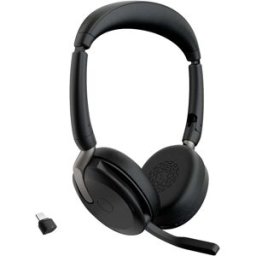 Jabra Evolve2 65 Flex Link380c MS Micro-casque supra-auriculaire Bluetooth Stereo noir Noise Cancelling micro-casque, mise en sourdine du microphone, volume