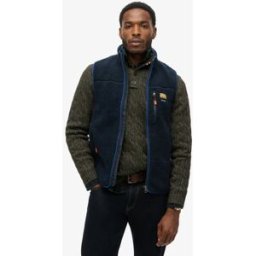 Superdry Homme Doudoune Sans Manches en Polaire Outdoor Bleu Marine Taille: L