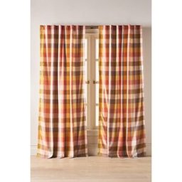 Rideau en Coton Tissé Semi-Transparent à Carreaux taille: 50 x 84 chez Anthropologie