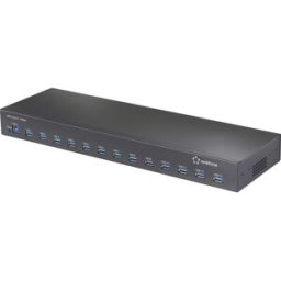 Renkforce RF-6677282 Hub USB 13 ports USB-A USB 3.2 Gen2 10 GBit/s pour applications industrielles, Montage en rack possible, boîtier métallique noir 483 mm