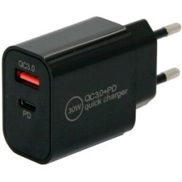 IWH Chargeur USB 30 W 1x USB-A, 1x USB-C® Power Delivery, QC 3.0 noir intérieure