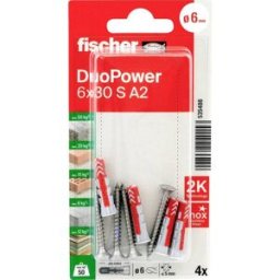 Fischer 535486 DuoPower 6 x 30 S A2 K NV Set de chevilles 30 mm 6 mm 1 set