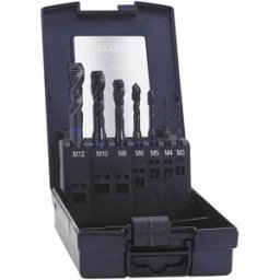 Exact 43654 Taraud pour machine 7 pièces métrique M3, M4, M5, M6, M8, M10, M12 coupe à droite DIN 371 HSS-E forme C 1 set