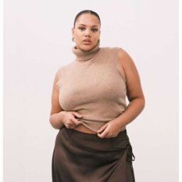 Asos Curve ASOS DESIGN Curve - Débardeur d'ensemble d'épaisseur moyenne ajusté à col montant - Camel-Brown 2XL