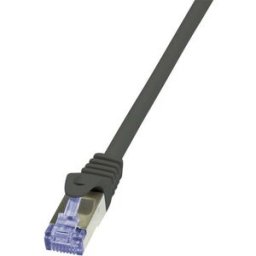 LogiLink CQ3093S RJ45 Câble réseau, câble patch CAT 6a S/FTP 10.00 m noir ignifuge, avec cliquet dencastrement 1 pc(s)