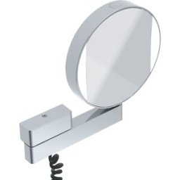 Miroir de rasage et cosmétique Emco LED 109506018, grossissement 3x et 7x, éclairage LED, chromé, avec câble spiralé et prise.