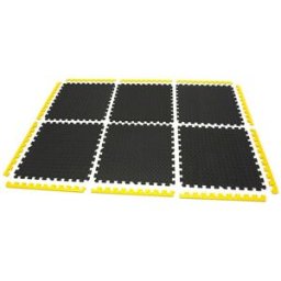 Jeu de dalles de sol EVA de HBM pour la protection des sols, 6 pièces, noir, jaune