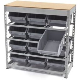 Armoire à bacs, système de rangement, rack avec 12 bacs de rangement HBM