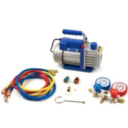 HBM Pompe à vide 1 étage avec 2 manomètres multiples 60 Litres par minute
