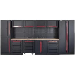 Système d'atelier modulaire HBM professionnel Deluxe, 17 pièces, noir et rouge