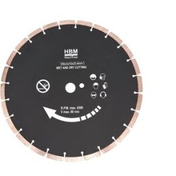 Lame de scie de 350 mm pour la scie murale / scie à béton Profi 350 mm de HBM - Refroidissement par eau - 2600W