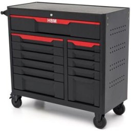Chariot à outils HBM 12 tiroirs, 106 cm, noir
