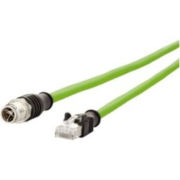 Metz Connect 142M2X15020 M12 Câble réseau, câble patch CAT 6a S/FTP 2.00 m vert gaine PUR, résistant aux acides, résistant à lozone, résistant aux UV, pour