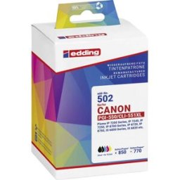 Edding Encre remplace Canon PGI-550XL+CLI-551XL compatible pack bundle noir, noir photo, cyan, magenta, jaune EDD-502 18-502-01