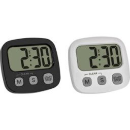 TFA Dostmann 2er Set Digitaler Timer mit Stoppuhr und Uhrzeit Chronomètre noir, blanc numérique
