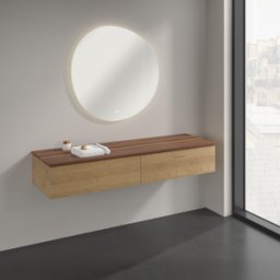 Villeroy und Boch Buffet Villeroy & Boch Antao K42102HN 160 x 26,8 x 50 cm, plan vasque couleur noyer chaud, chêne miel