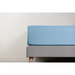 Drap Housse Percale de coton Emma 90x200 - Bleu
