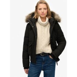 Superdry Femme Blouson Bomber Ella Everest en Microfibre Black Taille: 44