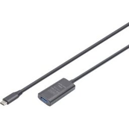 Digitus Câble USB USB 3.2 Gen1, USB 3.2 Gen1, USB 3.0 USB-C®, USB-C® mâle, USB-A femelle 5.00 m noir actif avec amplification du signal, connecteur utilisable