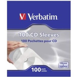 Verbatim Etui à CD 49976 1 CD/DVD/Blu-Ray blanc Papier 100 pc(s)