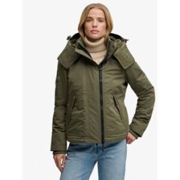 Superdry Femme Veste Coupe-vent Arctique à Capuche en Microfibre Khaki Taille: 44