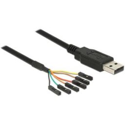 Delock Câble USB USB-A mâle, Prise USB sur poteau 1.80 m noir 83787