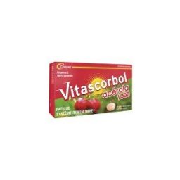 Vitascorbol Complément Alimentaire à Base de Vitamine c - Acérola - 100% Naturelle - Fatigue et Système Immunitaire - Programme 30 Jours - 30 Comprimés à Croquer - Boîte 30 comprimés