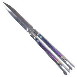 Couteau papillon rainbow argenté SCH 23,5 cm – balisong de rue