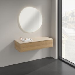 Villeroy und Boch Buffet Villeroy & Boch Antao K41103HN 120 x 26,8 x 50 cm, plan vasque couleur Botticino, chêne miel