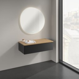 Villeroy und Boch Buffet Villeroy & Boch Antao K40101PD 100 x 26,8 x 50 cm, plan vasque couleur chêne miel, laque noire mate