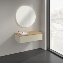 Villeroy und Boch Buffet Villeroy & Boch Antao K40001HJ 100 x 26,8 x 50 cm, plan vasque couleur chêne miel, laque mate gris soie
