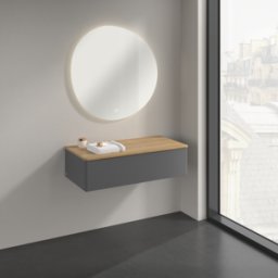 Villeroy und Boch Buffet Villeroy & Boch Antao K40001GK 100 x 26,8 x 50 cm, plan vasque couleur chêne miel, laque anthracite mate