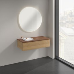 Villeroy und Boch Buffet Villeroy & Boch Antao K40102HN 100 x 26,8 x 50 cm, plan vasque couleur noyer chaud, chêne miel
