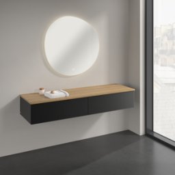 Villeroy und Boch Buffet Villeroy & Boch Antao K42101PD 160 x 26,8 x 50 cm, plan vasque couleur chêne miel, laque noire mate