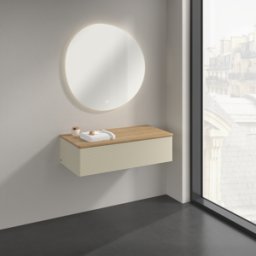 Villeroy und Boch Buffet Villeroy & Boch Antao K40101HJ 100 x 26,8 x 50 cm, plan vasque couleur chêne miel, laque mate gris soie
