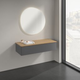Villeroy und Boch Buffet Villeroy & Boch Antao K41001GK 120 x 26,8 x 50 cm, plan vasque couleur chêne miel, laque anthracite mate
