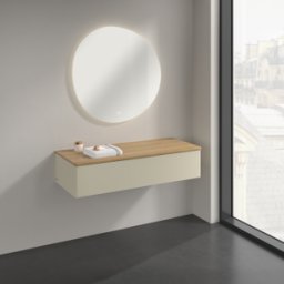 Villeroy und Boch Buffet Villeroy & Boch Antao K41001HJ 120 x 26,8 x 50 cm, plan vasque couleur chêne miel, laque mate gris soie