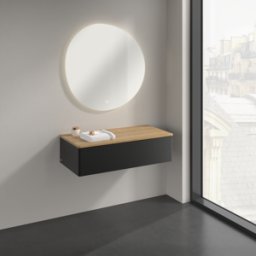 Villeroy und Boch Buffet Villeroy & Boch Antao K40001PD 100 x 26,8 x 50 cm, plan vasque couleur chêne miel, laque noire mate