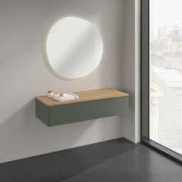 Villeroy und Boch Buffet Villeroy & Boch Antao K41001HL 120 x 26,8 x 50 cm, plan vasque couleur chêne miel, laque mate vert feuille