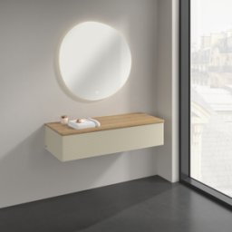 Villeroy und Boch Buffet Villeroy & Boch Antao K41101HJ 120 x 26,8 x 50 cm, plan vasque couleur chêne miel, laque mate gris soie