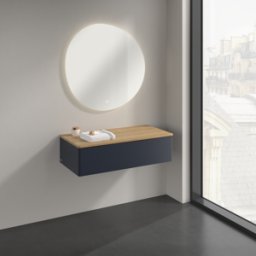 Villeroy und Boch Buffet Villeroy & Boch Antao K40001HG 100 x 26,8 x 50 cm, plan vasque couleur chêne miel, laque mate bleu nuit