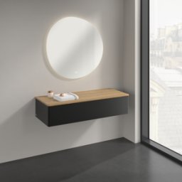 Villeroy und Boch Buffet Villeroy & Boch Antao K41001PD 120 x 26,8 x 50 cm, plan vasque couleur chêne miel, laque noire mate