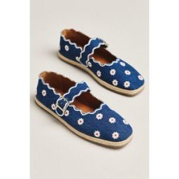 Ballerines Mary Jane espadrilles à bord festonné Maeve en Blue taille: 38 chez Anthropologie