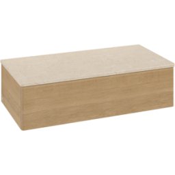 Villeroy und Boch Meuble vasque Villeroy & Boch Antao L40003HN 100 x 26,8 x 50 cm, plan vasque couleur Botticino, chêne miel
