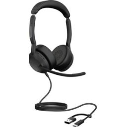Jabra Evolve2 50 Micro-casque supra-auriculaire filaire Stereo noir Suppression du bruit du microphone, Noise Cancelling micro-casque, mise en sourdine du
