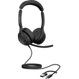 Jabra Evolve2 50 Micro-casque supra-auriculaire filaire, Bluetooth Stereo noir Suppression du bruit du microphone, Noise Cancelling micro-casque, mise en