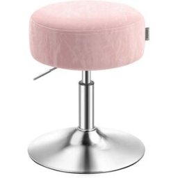 VASAGLE Tabouret de maquillage réglable pivotant en PU pour coiffeuse, Rose Bonbon / PU / 1