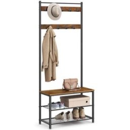 VASAGLE Porte-manteau avec banc et étagère