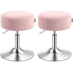 VASAGLE Tabouret de maquillage réglable pivotant en PU pour coiffeuse, Rose Bonbon / PU / 2