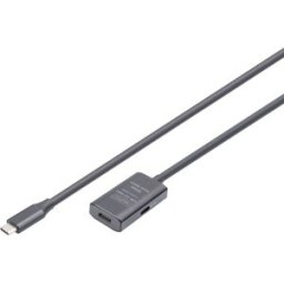 Digitus Câble USB-C USB 3.2 Gen1, USB 3.2 Gen1, USB 3.0 USB-C®, USB-C® femelle, USB-C® mâle 5.00 m noir actif avec amplification du signal, connecteur